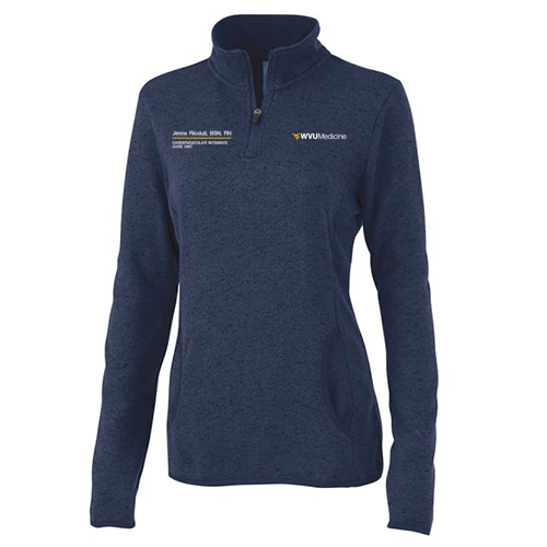 Charles River Womens Heathered Fleece Pullover -- Navy Heather