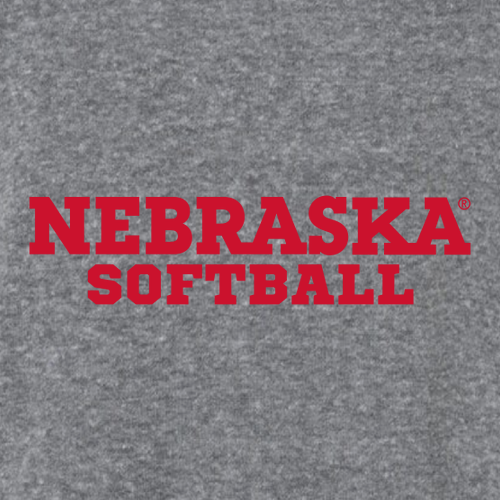 Nebraska Softball Block Font Ladies' Boxy Tee -- Granite Heather