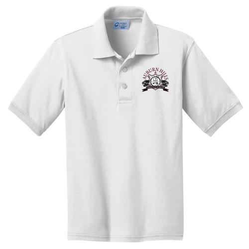 Port and Company Youth Core Blend Jersey Knit Polo -- White