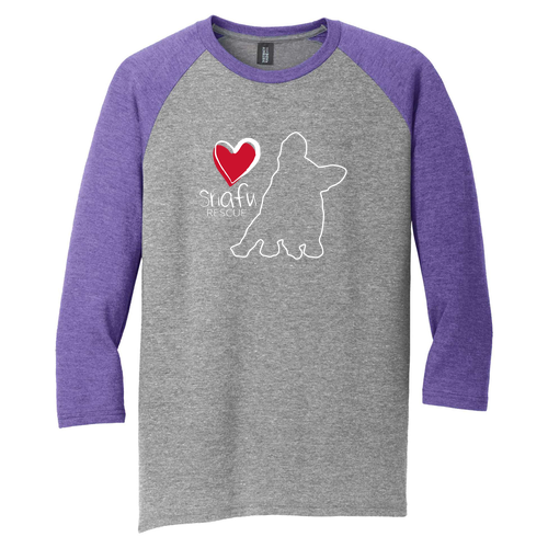 District Made Mens Perfect Tri Raglan -- Grey Frost / Purple Frost