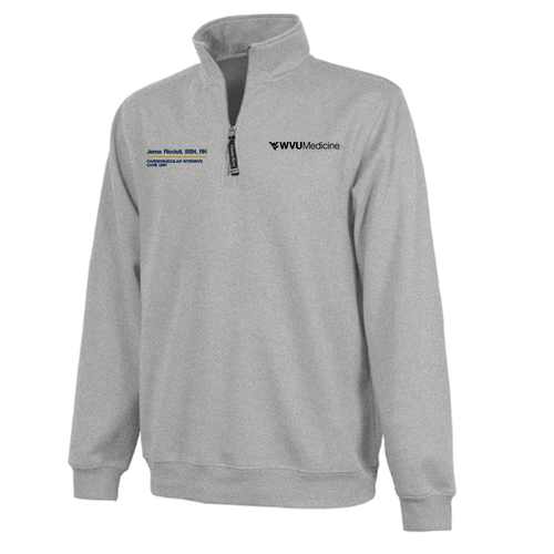 Embroidered Charles River Crosswind Quarter Zip Sweatshirt -- Oxford Heather