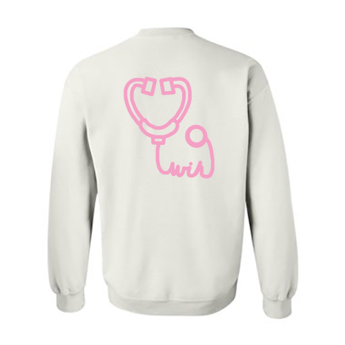 Stethoscope Gildan Heavy Blend Crew Neck Sweatshirt -- White