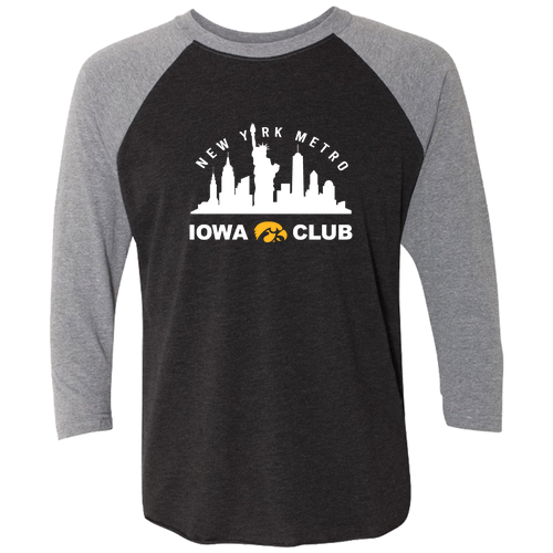 Next Level Unisex Tri-Blend 3/4 Sleeve Raglan -- Vintage Black / Premium Heather