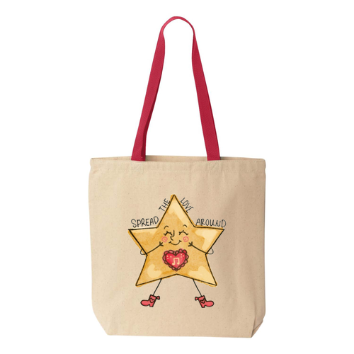 Liberty Bags Canvas Tote with Contrasting Handles -- Natural / Red