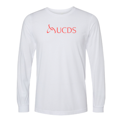 Coral Print Bella+Canvas Unisex Triblend Long Sleeve Tee -- Solid White Triblend