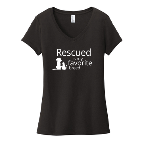 District Women's Very Important Tee  V-Neck -- Black (Rescued Logo)