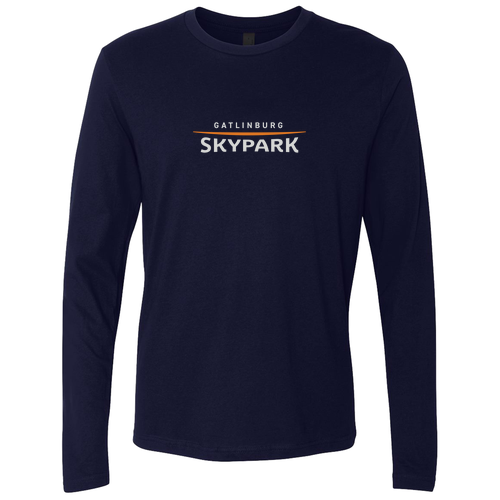 Gatlinburg Skypark Logo 1 Grey & Orange Ink -- Long Sleeve Midnight Navy
