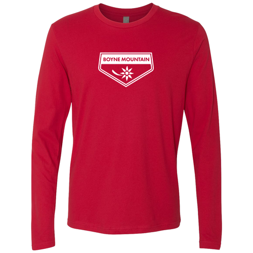 Boyne Mountain Logo 1 White Ink -- Long sleeve Red