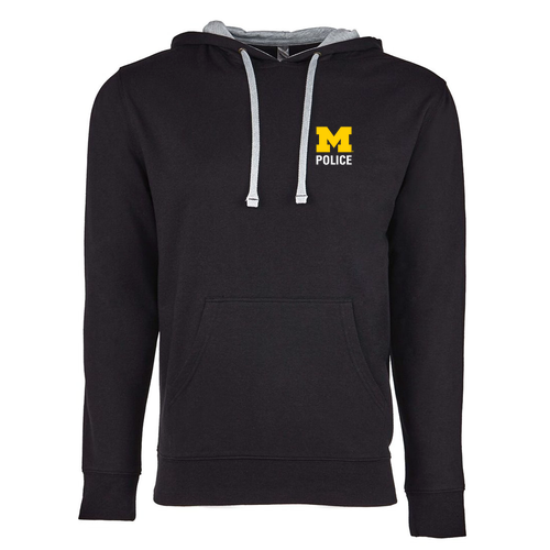 Next Level Soft French Terry Hooded Pullover -- Black / Heather Grey, Stacked Logo