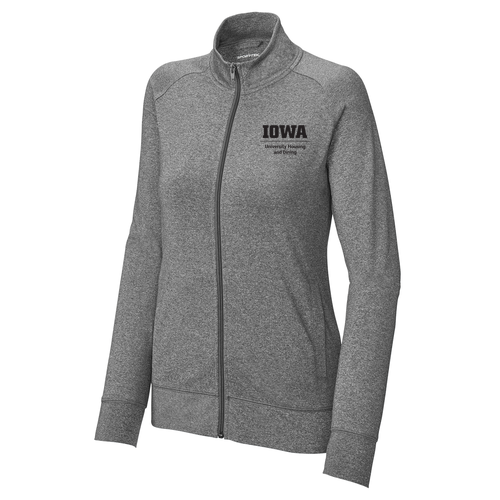 Sport-Tek Ladies Sport-Wick Stretch Full-Zip Cadet Jacket -- Charcoal Grey Heather