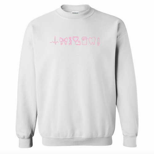 Stethoscope Gildan Heavy Blend Crew Neck Sweatshirt -- White