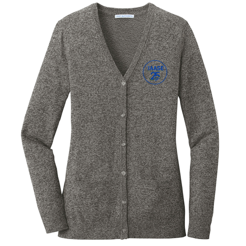Port Authority Ladies Marled Cardigan Sweater -- Warm Grey Marl