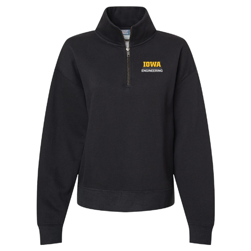 Enza Ladies Boxy Half Zip Fleece -- Black