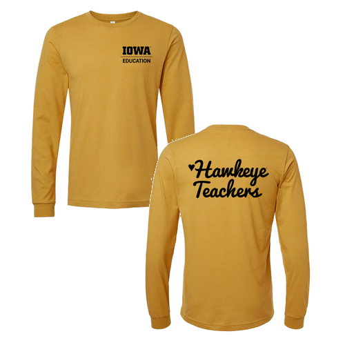 Hawkeye Teacher Bella+Canvas Unisex Heather Cvc Long Sleeve Tee- Heathers -- Heather Mustard