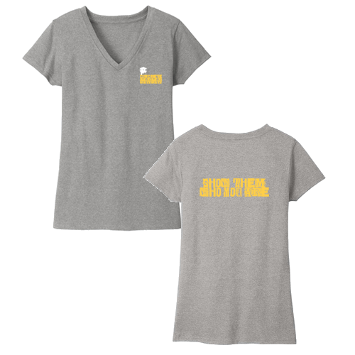 District Womens Re-Tee V-Neck (Show Them) -- Light Heather Grey