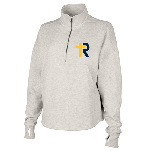Embroidered R Cross Charles River Apparel Women's Willow Half Zip Sweatshirt -- Oatmeal Heather