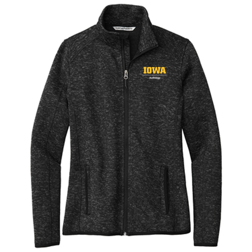 Embroidered Port Authority Ladies Sweater Fleece Jacket -- Black Heather