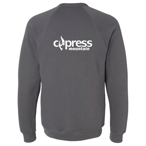 Cypress Mountain Logo 2 White Ink -- Crewneck Sweatshirt Asphalt