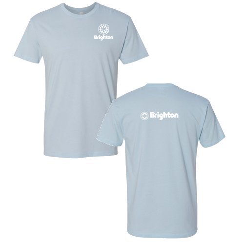 Brighton Logo 2 White Ink -- Short Sleeve Light Blue