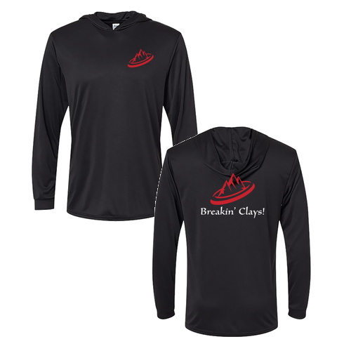 Breakin' Clays Performance Hooded Long Sleeve T-Shirt- Black