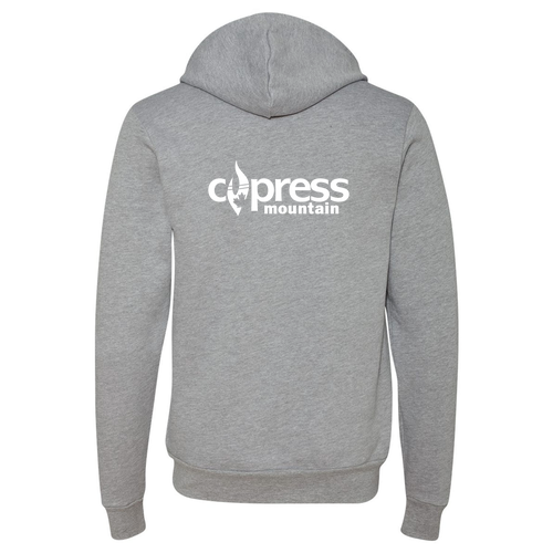 Cypress Mountain Logo 2 White Ink -- Pullover Hooded Sweatshirt Athletic Heather