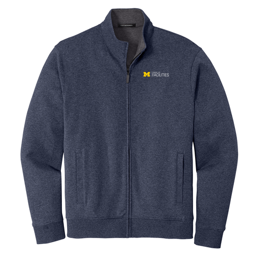 Port Authority Interlock Full-Zip -- Estate Blue Heather / Charcoal Heather
