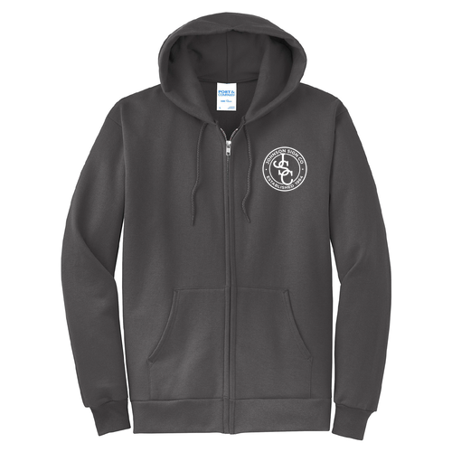 Port and Company Classic Full Zip Hooded Sweatshirt -- Charcoal SCREEN PRINTED