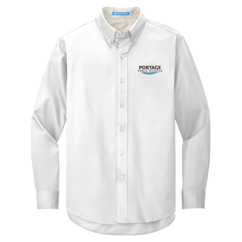Port Authority Mens Easy Care Long Sleeve Shirt -- White / Light Stone