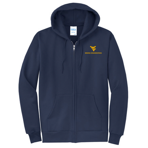Embroidered Port and Company Classic Full Zip Hooded Sweatshirt -- Navy