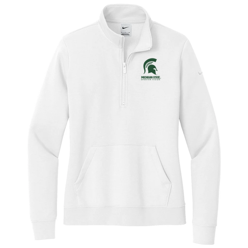 Nike Ladies Club Fleece Sleeve Swoosh 1/2 Zip -- White