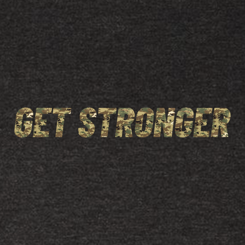 Get Stronger Camo -Ladies Tri Blend Crew -- Vintage Black