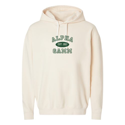 Comfort Colors Lightweight Adult Ringspun Hooded Sweatshirt Embroidered-- Ivory