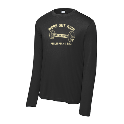Work Out Your Salvation Long Sleeve Tee -- Black