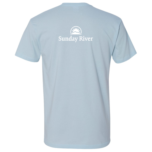 Sunday River Logo 2 White Ink -- Short Sleeve Light Blue