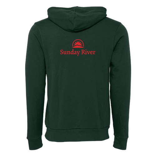 Sunday River Logo 2 Red Ink -- Pullover Hooded Sweatshirt Forest