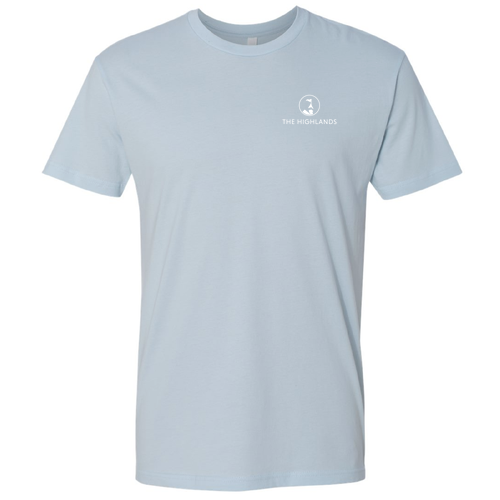 The Highlands Logo 2 White Ink -- Short Sleeve Light Blue