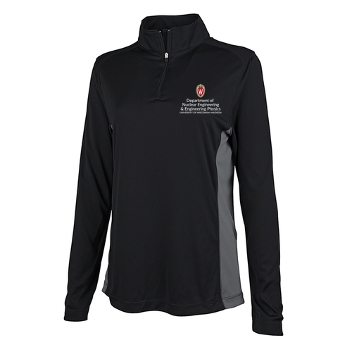 Charles River Women's Horizon Quarter Zip Pullover Embroidered-- Black / Grey