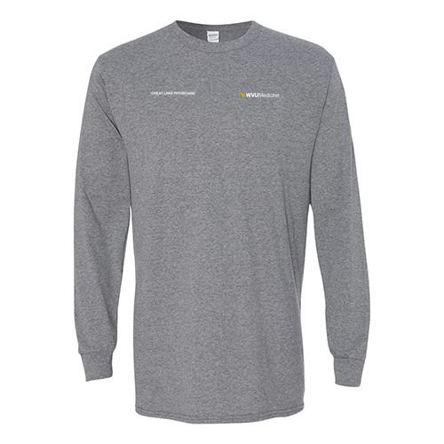 Screen Printed Gildan Heavy Cotton Longsleeve Basic T-Shirt -- Graphite Heather