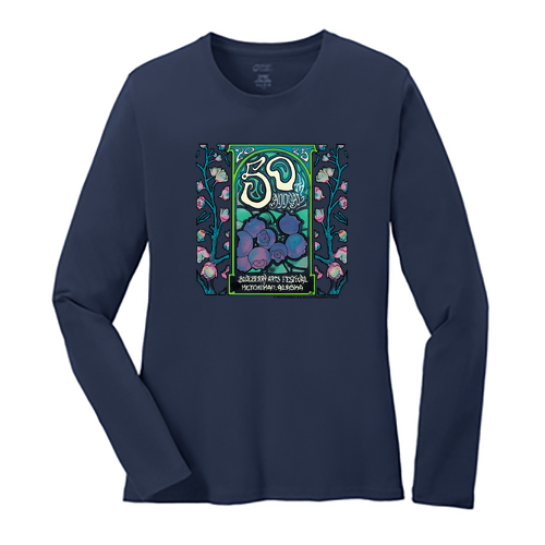 Port and Company Ladies Long Sleeve 5.4oz T Shirt -- Navy