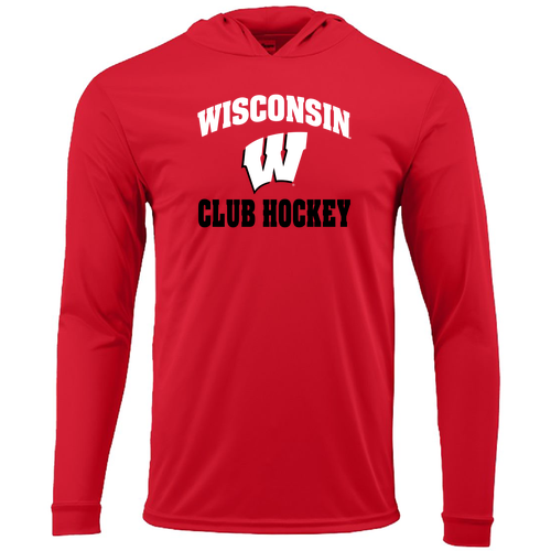UW Club Hockey Hooded Long Sleeve T-Shirt -- Red