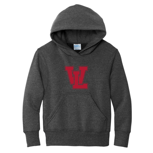 Youth Port and Company Pullover Hooded Sweatshirt -- Dark Heather Grey