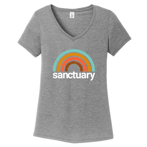 District Made Ladies Perfect Tri V-Neck Tee -- Grey Frost