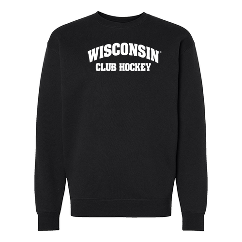 UW Club Hockey Arch Wisconsin Crewneck Sweatshirt -- Black