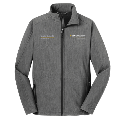 Embroidered Port Authority Core Soft Shell Jacket -- Pearl Grey Heather