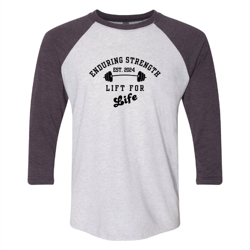 Next Level Unisex Tri-Blend 3/4 Sleeve Raglan -- Heather White / Vintage Purple