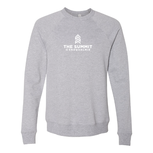 The Summit at Snoqualmie Logo 1 White Ink -- Crewneck Sweatshirt Athletic Heather