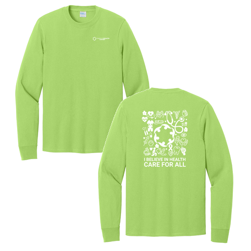 FHC Healthcare For All Port & Company Long Sleeve 50/50 T Shirt -- Lime