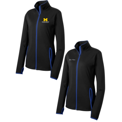 Ladies Sport-Tek Sport Wick Stretch Contrast Full Zip Jacket -- Black / True Royal