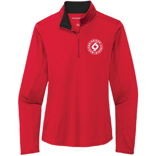 WOMEN'S Port Authority Silk Touch Performance 1 / 4-Zip -- Red / Black