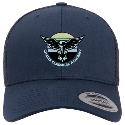 Embroidered Charis Academy Retro Trucker Hat -- Navy